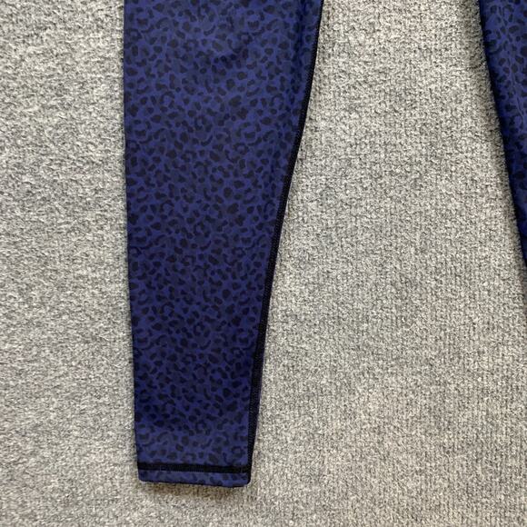 Barre3 Leggings Women XS Extra Small Blue Cheetah High Rise Wide Waistband Yoga - Picture 3 of 11